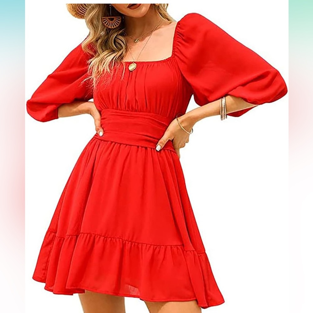 Red dress with bow detail on the back
